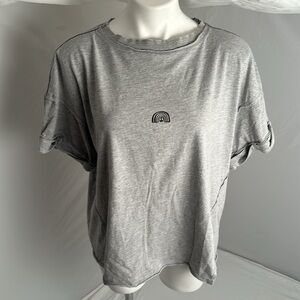 Free People heather gray oversized cropped short sleeve t-shirt